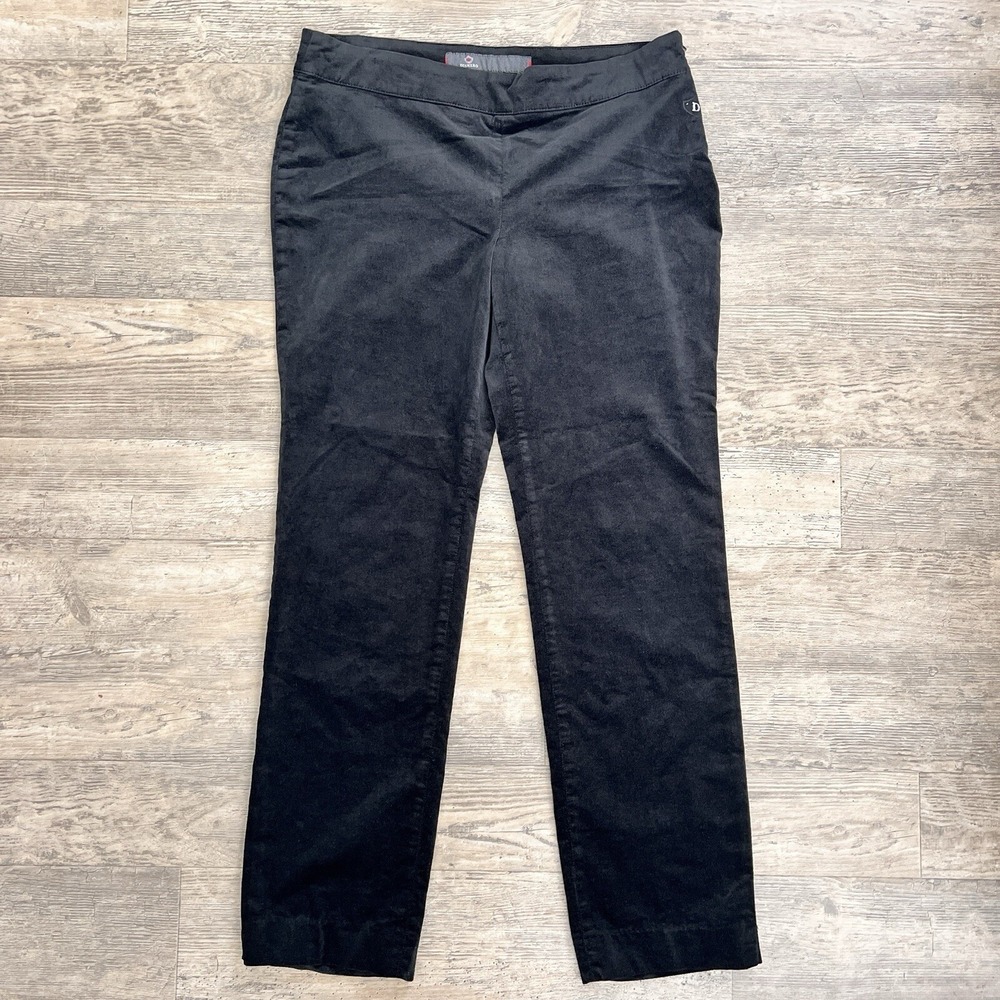 Dismero Fagan Black Velvet Slim Leg Side Zip Trousers Pants Womens 8 career